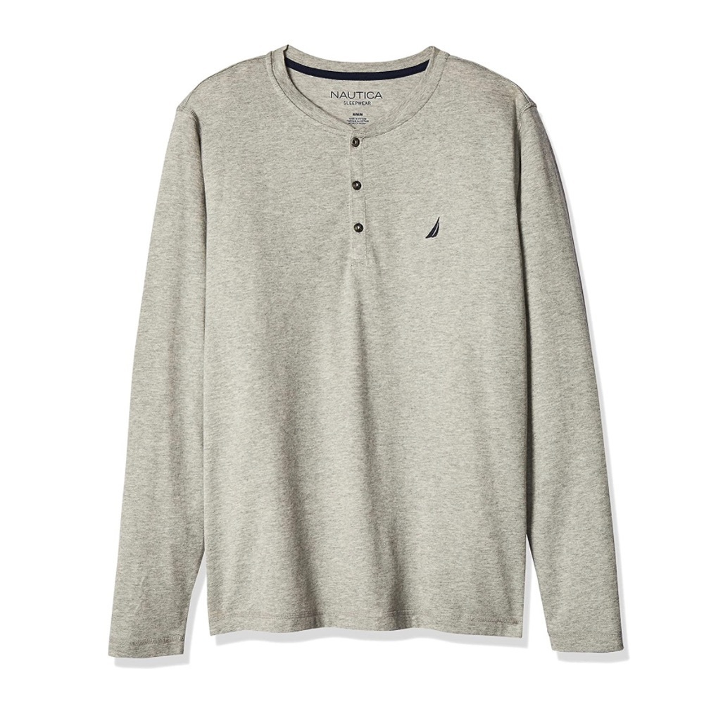Nautica Men's Long Sleeve Henley Top front logo